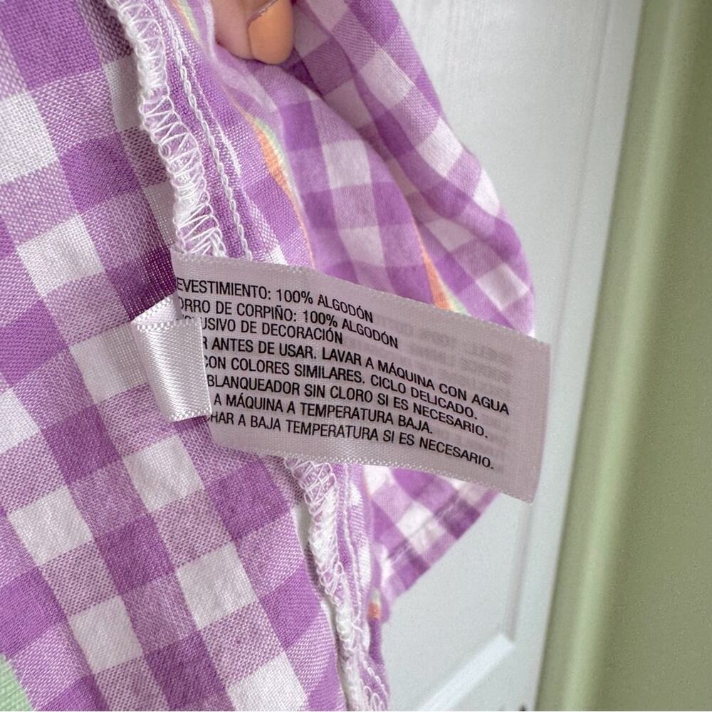 Cat & Jack Gingham Floral Embroidered Cotton Summer Mini Dress Lavender White 8 - Picture 10 of 12